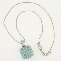 Collana in oro bianco con brillanti e turchese