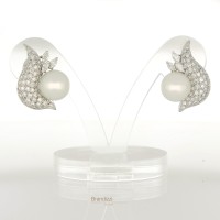 Orecchini in oro bianco Perle e brillanti