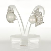 Orecchini in oro bianco Perle e brillanti