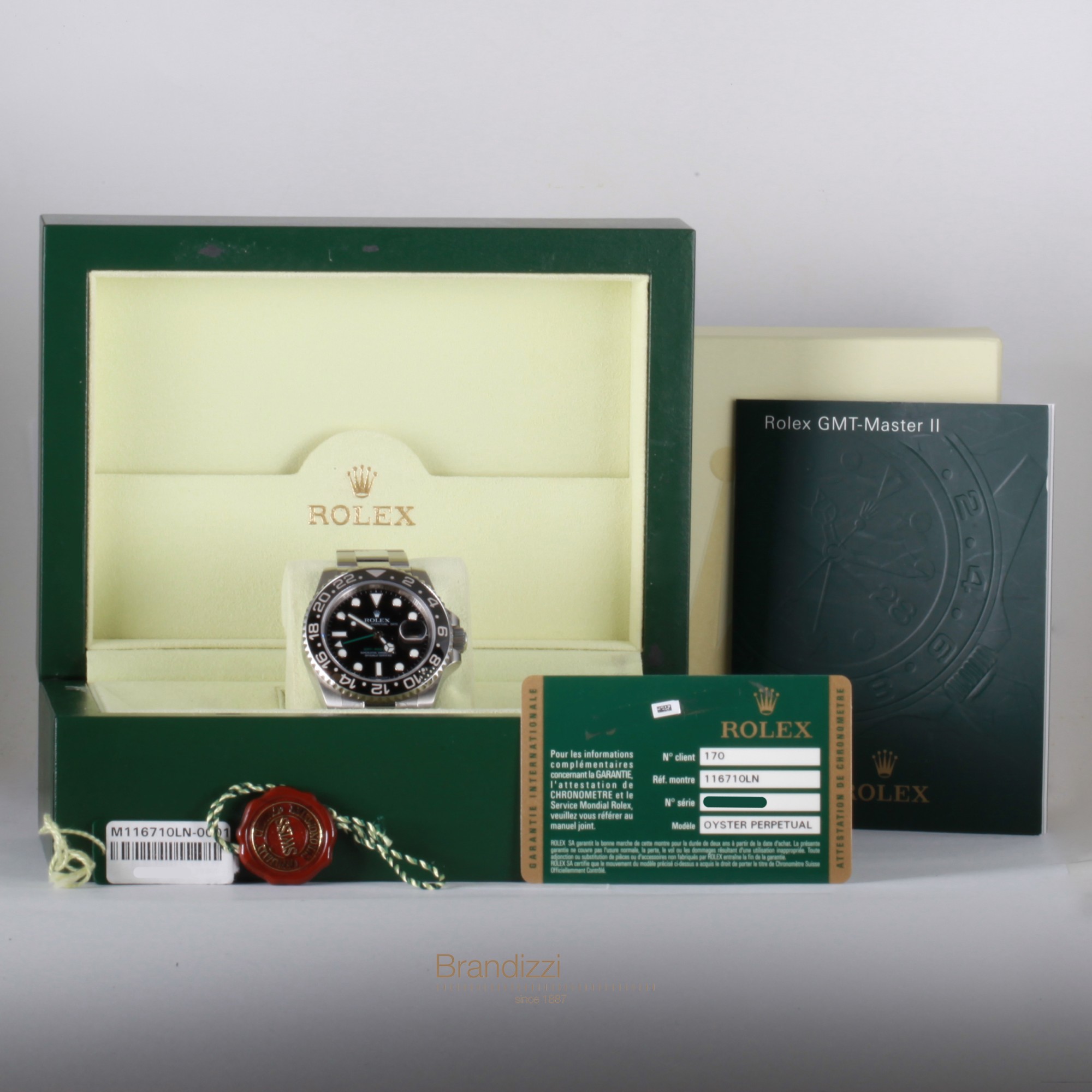 Rolex GMT Master II Ref. 116710LN Rectangular Dial - Stickers